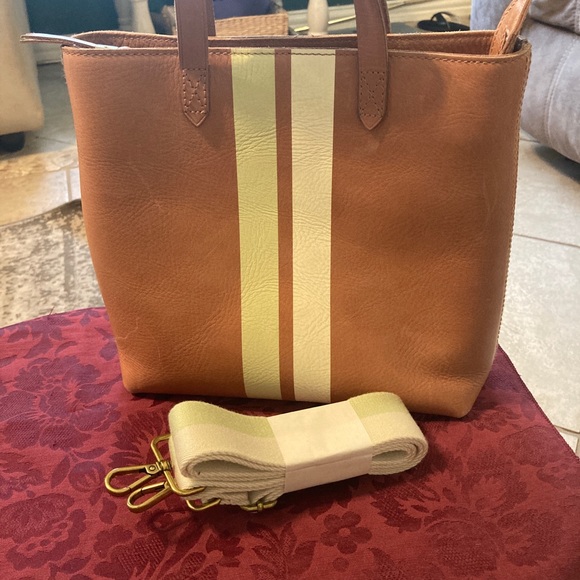 Madewell Bags Madewell Leather Ziptop Transport Crossbody Striped